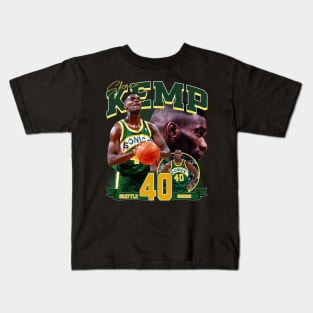 Shawn Kemp The  Reign Man Basketball Legend Signature Vintage Retro 80s 90s Bootleg Rap Style Kids T-Shirt